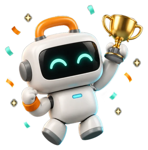 ZOVA robot holding a trophy